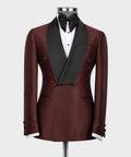 Red Pin-Dot Black-Lapel Double-Breasted Classic Tuxedo