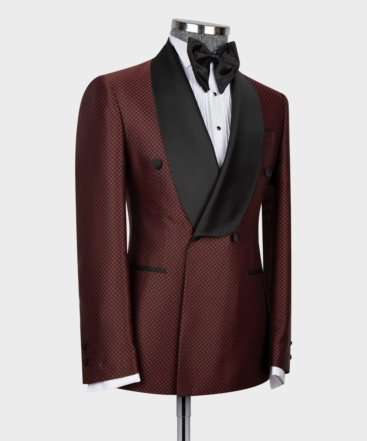 Red Pin-Dot Black-Lapel Double-Breasted Classic Tuxedo