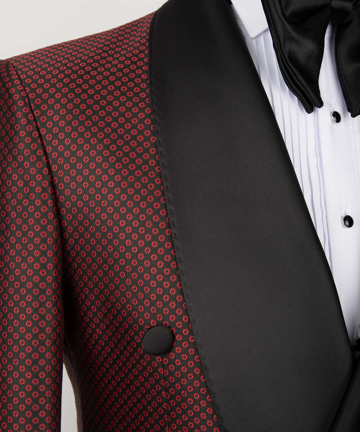 Red Pin-Dot Black-Lapel Double-Breasted Classic Tuxedo