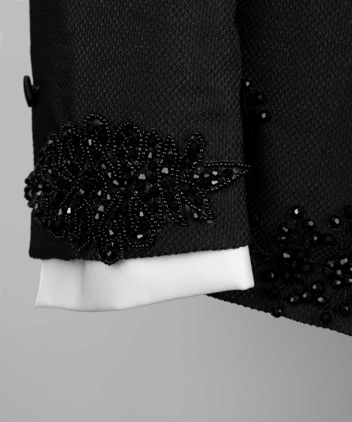 Black-Crystal Jeweled Statement Tuxedo