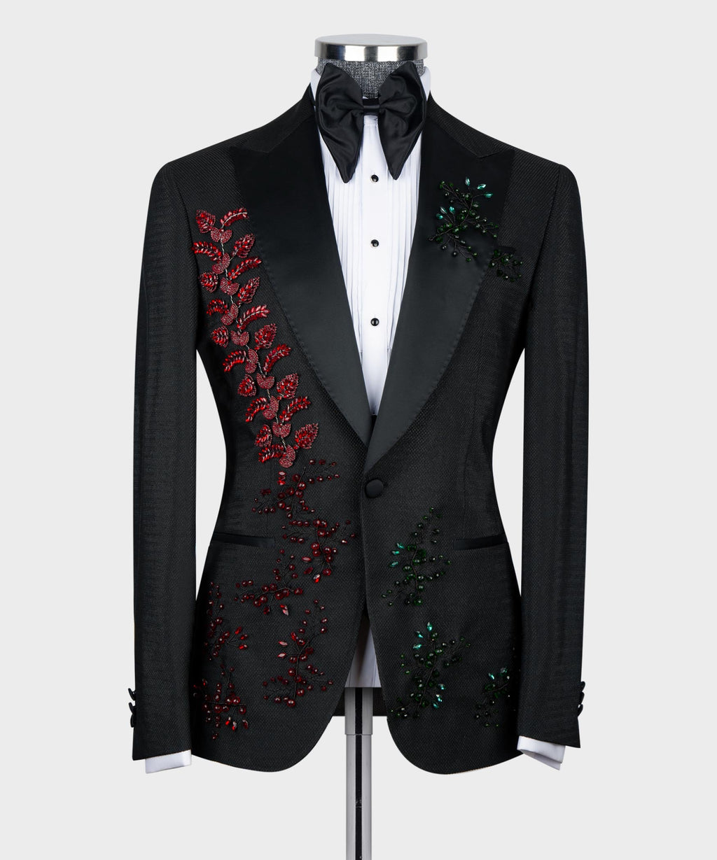 Crystal Jeweled Statement Black Tuxedo