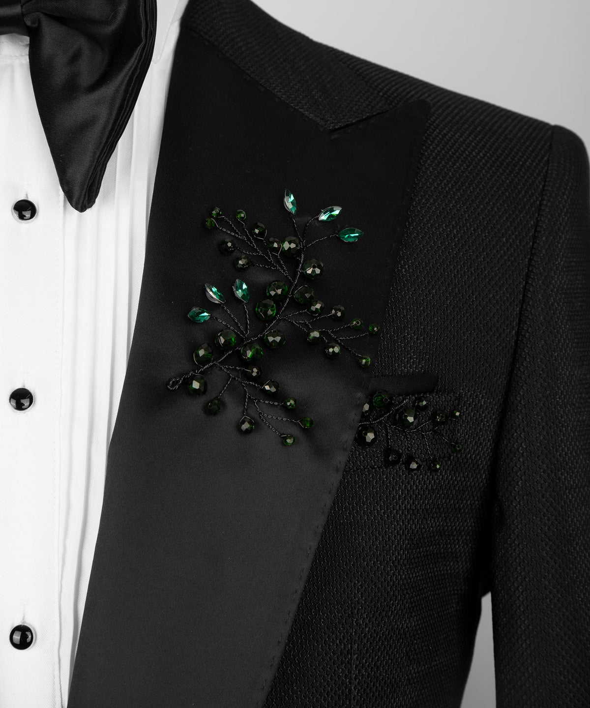 Crystal Jeweled Statement Black Tuxedo
