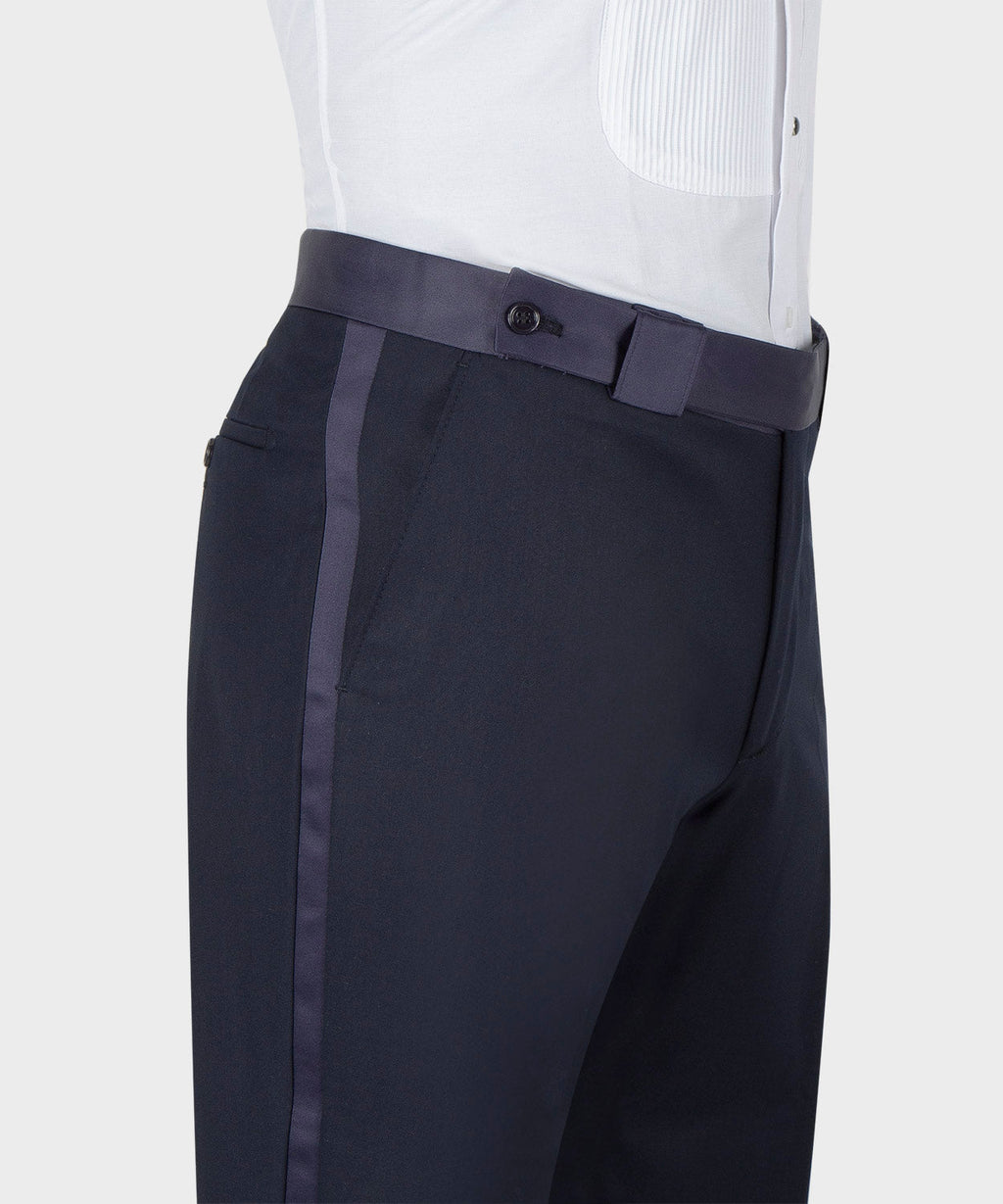 Navy Blue Patterned Grey Color Double-Breasted Tuxedo