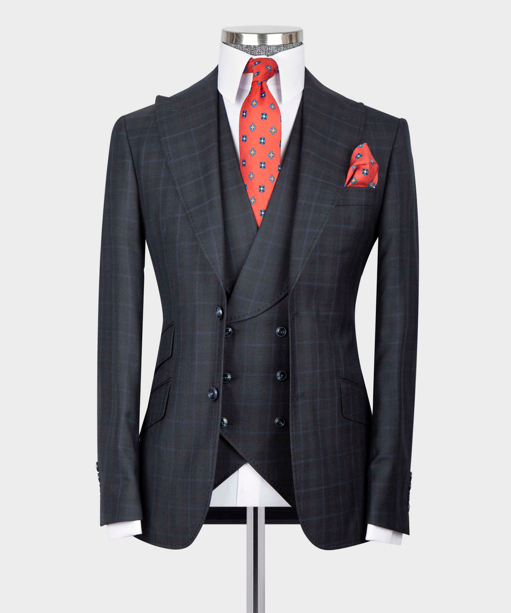 Navy Blue Three-Piece Suit - Style 04