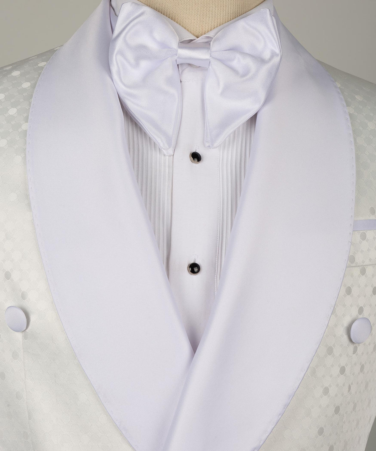 White Pin-Dot Patterned Double-Breasted Tuxedo