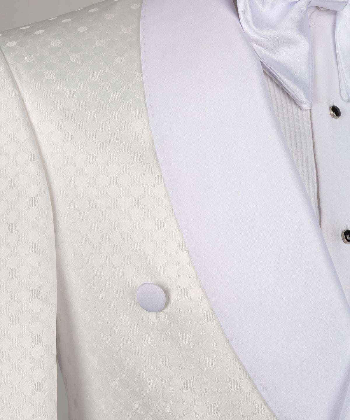 White Pin-Dot Patterned Double-Breasted Tuxedo