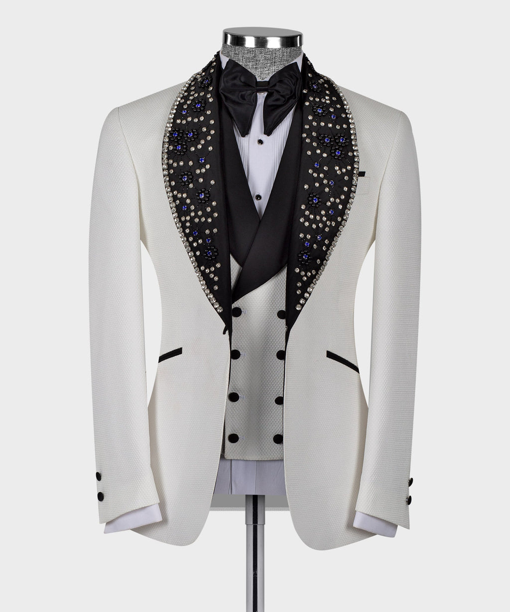Silver Gemstone-Embellished Statement Tuxedo