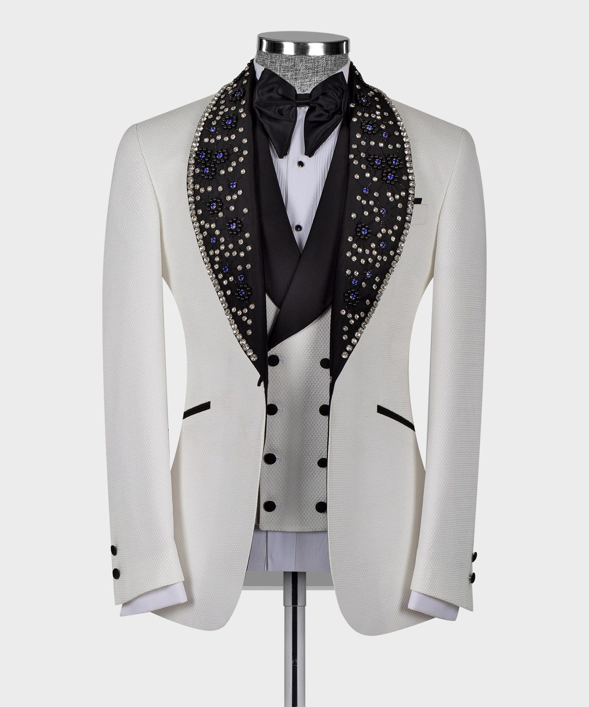 Silver Gemstone-Embellished Statement Tuxedo