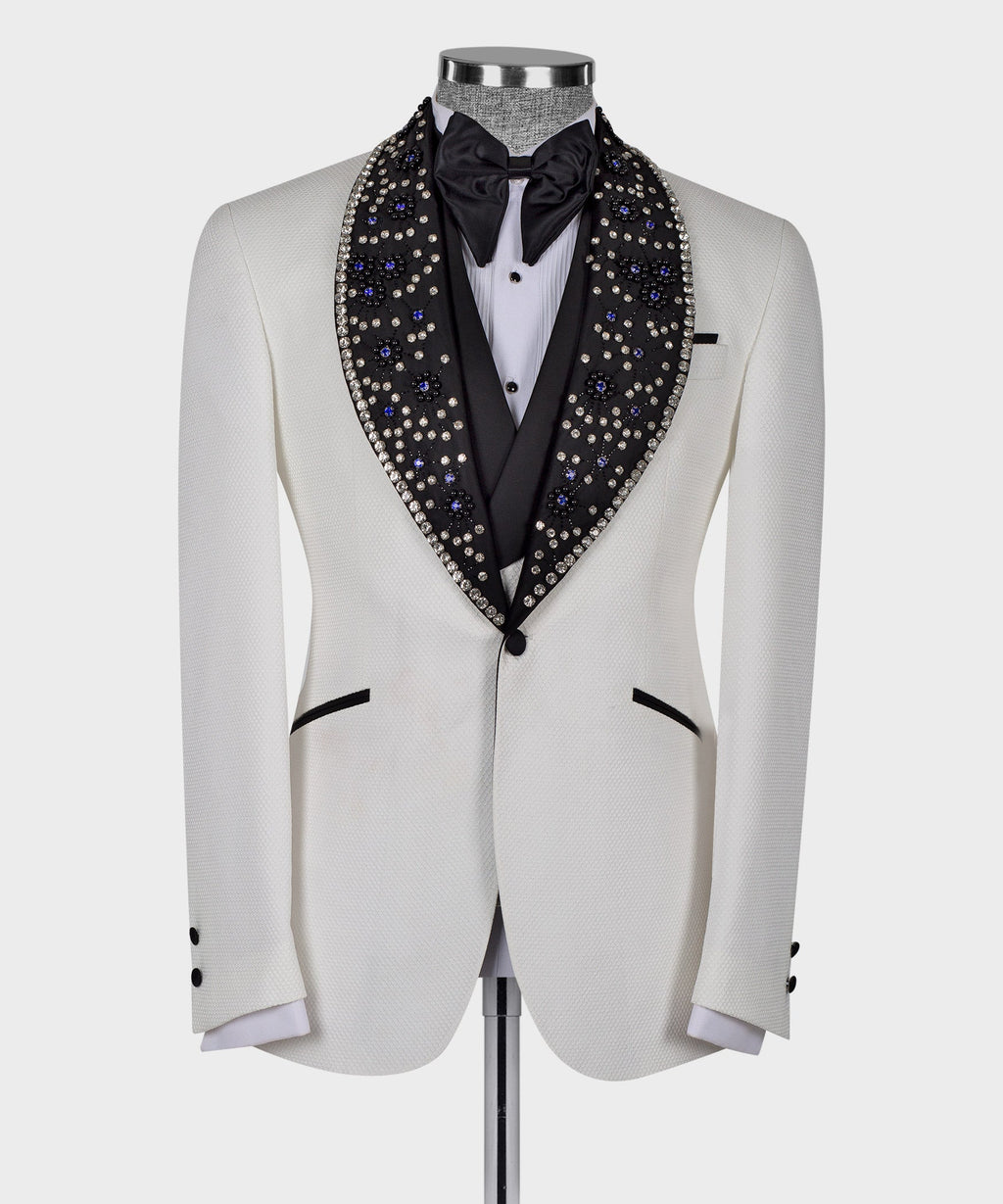 Silver Gemstone-Embellished Statement Tuxedo