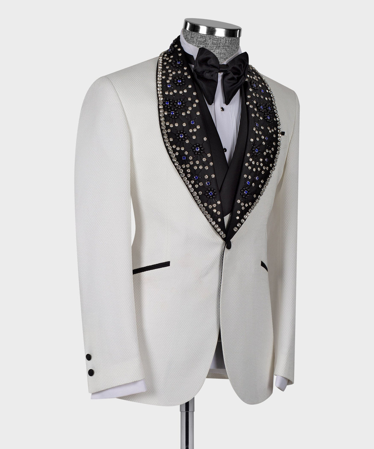 Silver Gemstone-Embellished Statement Tuxedo