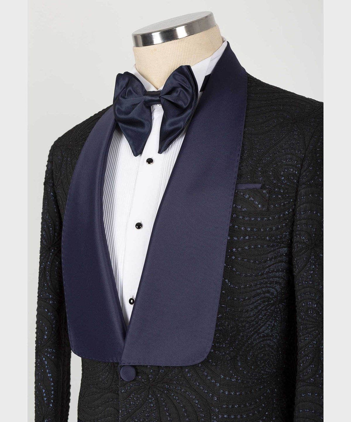 Navy Blue Embossed Fabric - Style 03