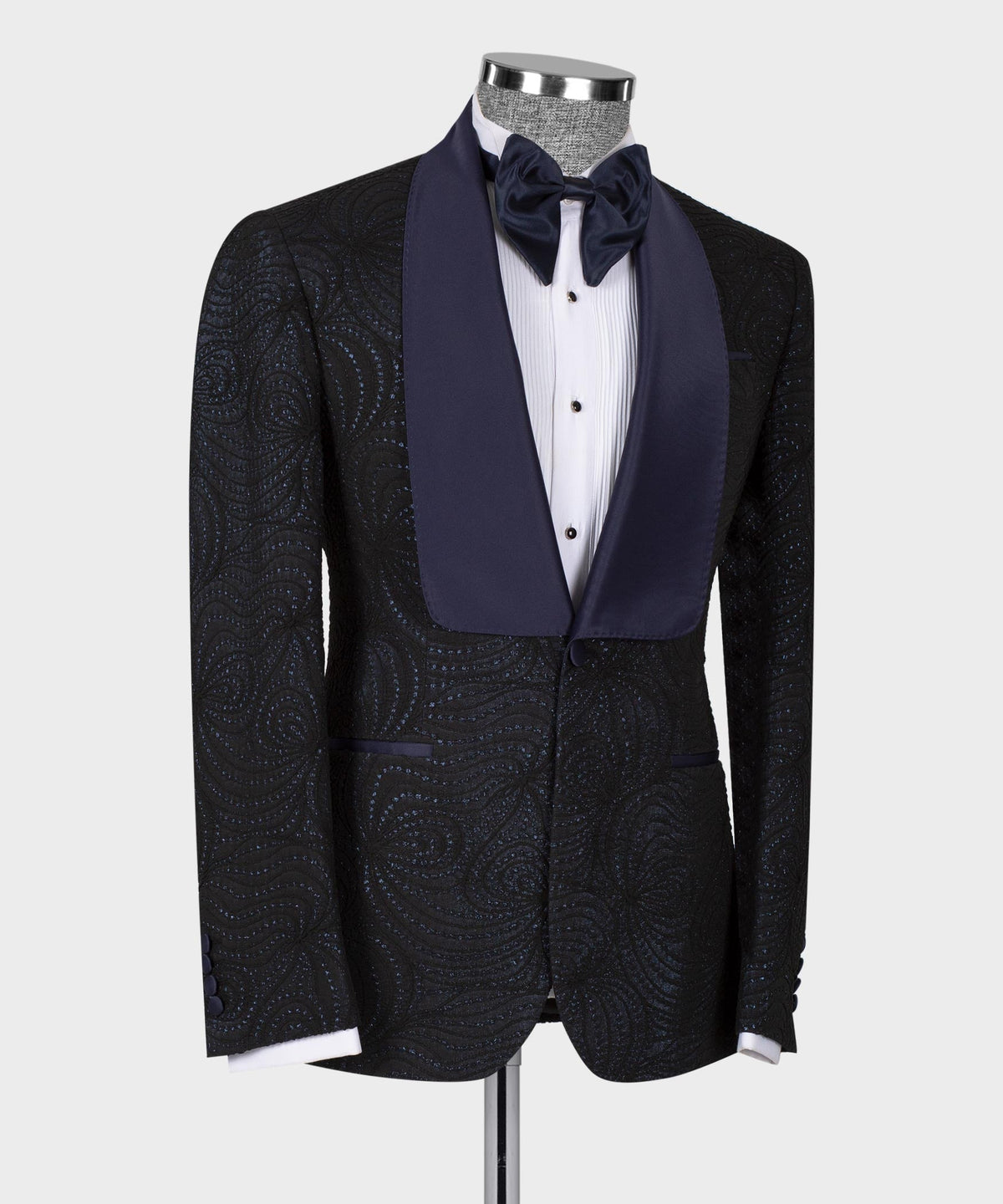Navy Blue Embossed Fabric - Style 03