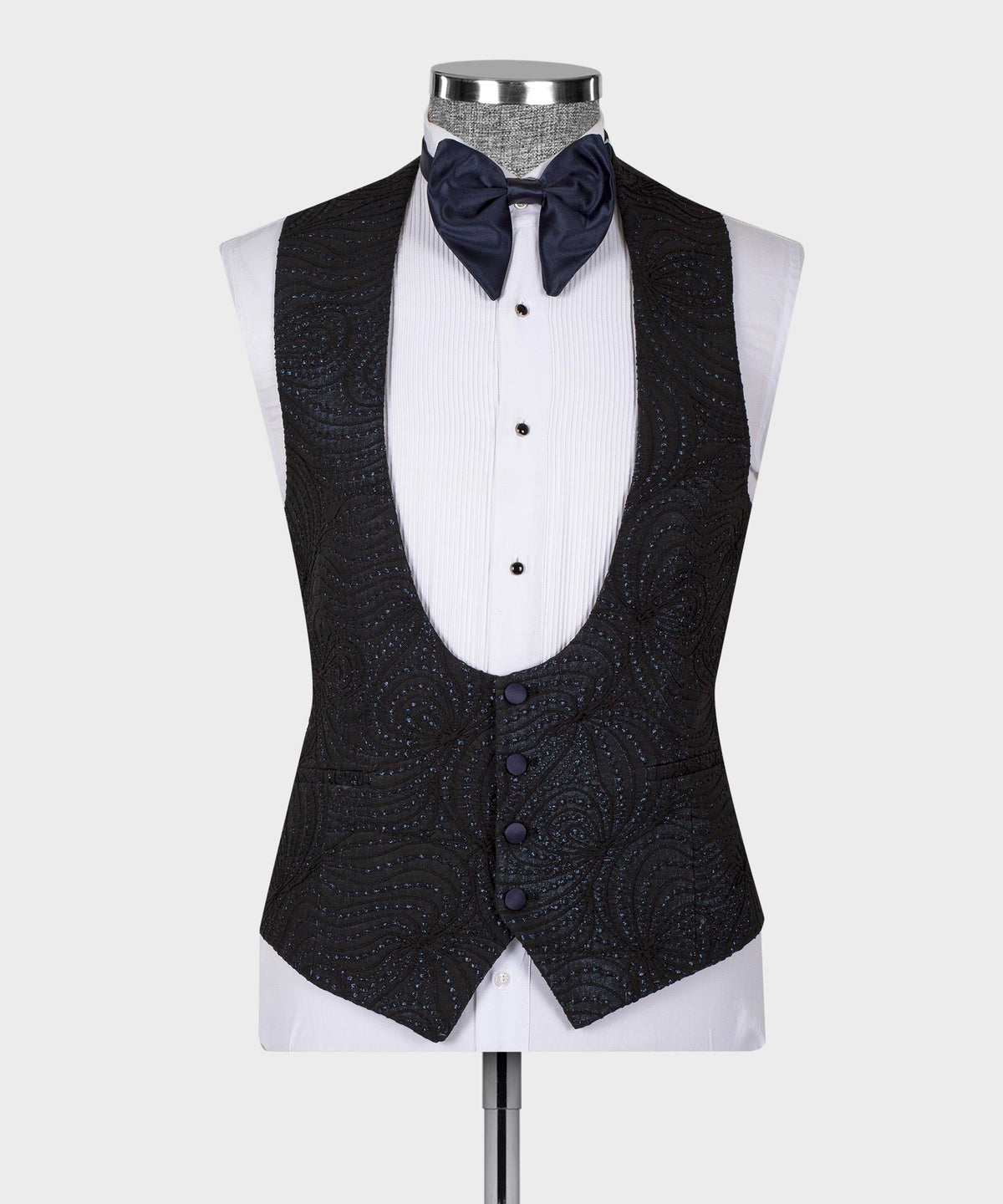 Navy Blue Embossed Fabric - Style 03