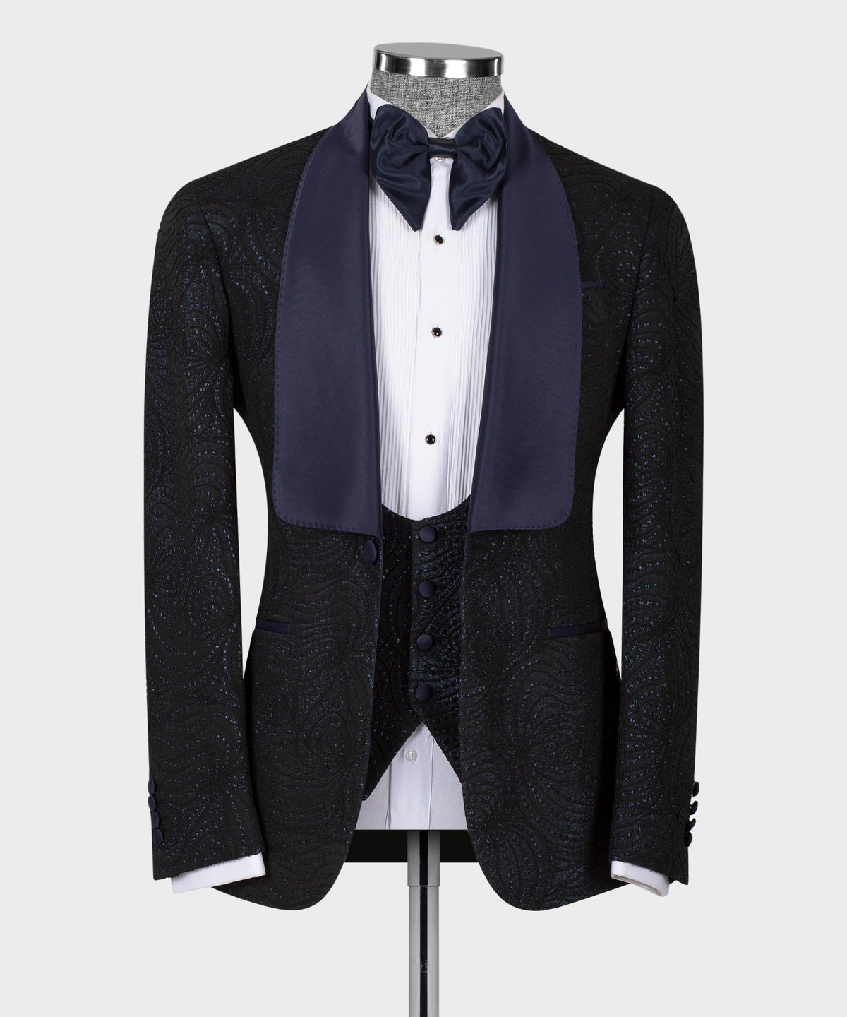Navy Blue Embossed Fabric - Style 03