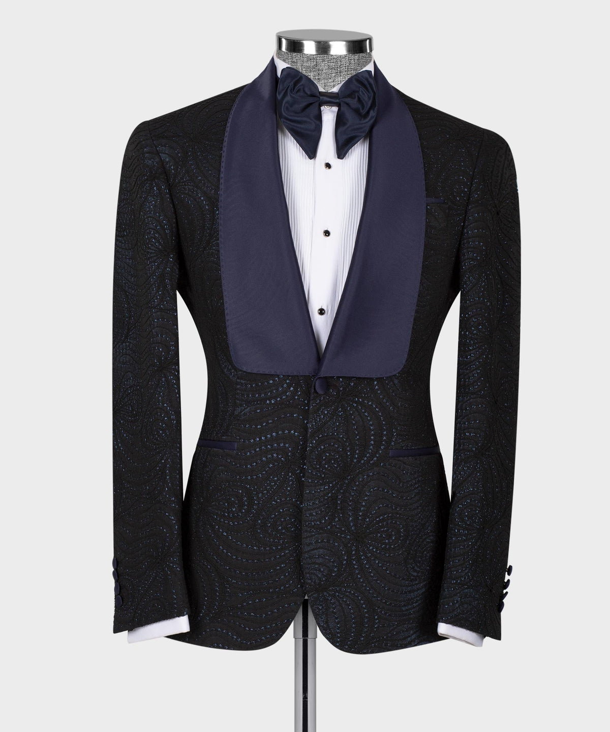 Navy Blue Embossed Fabric - Style 03