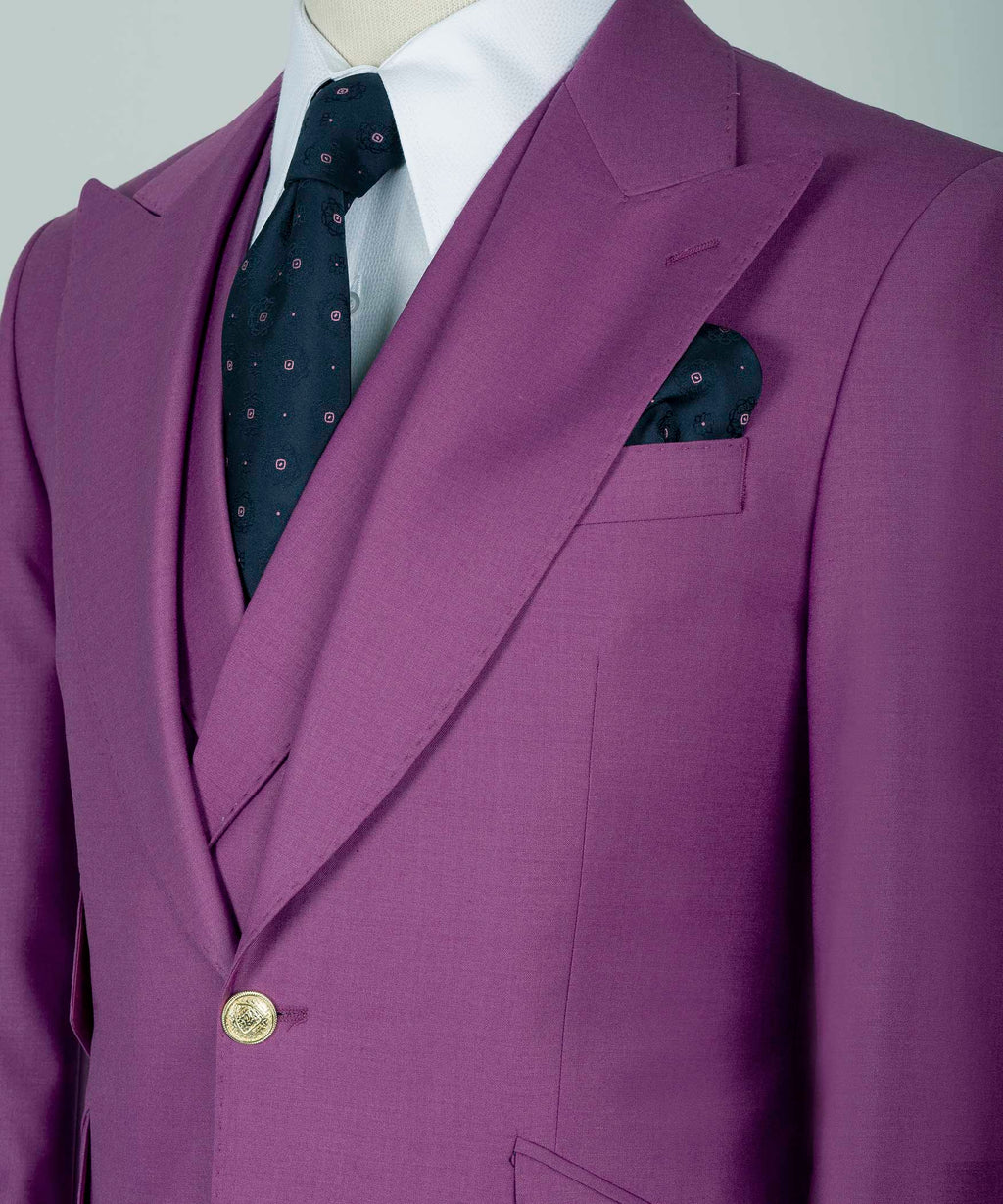 Fuchsia Golden Button Business Classic Suit