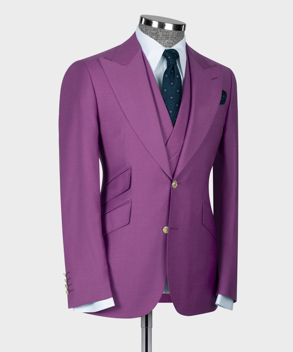 Fuchsia Golden Button Business Classic Suit