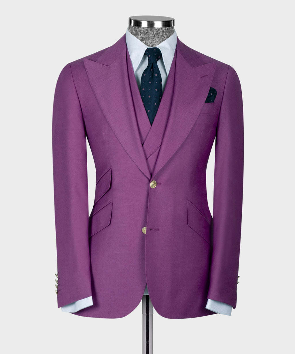 Fuchsia Golden Button Business Classic Suit