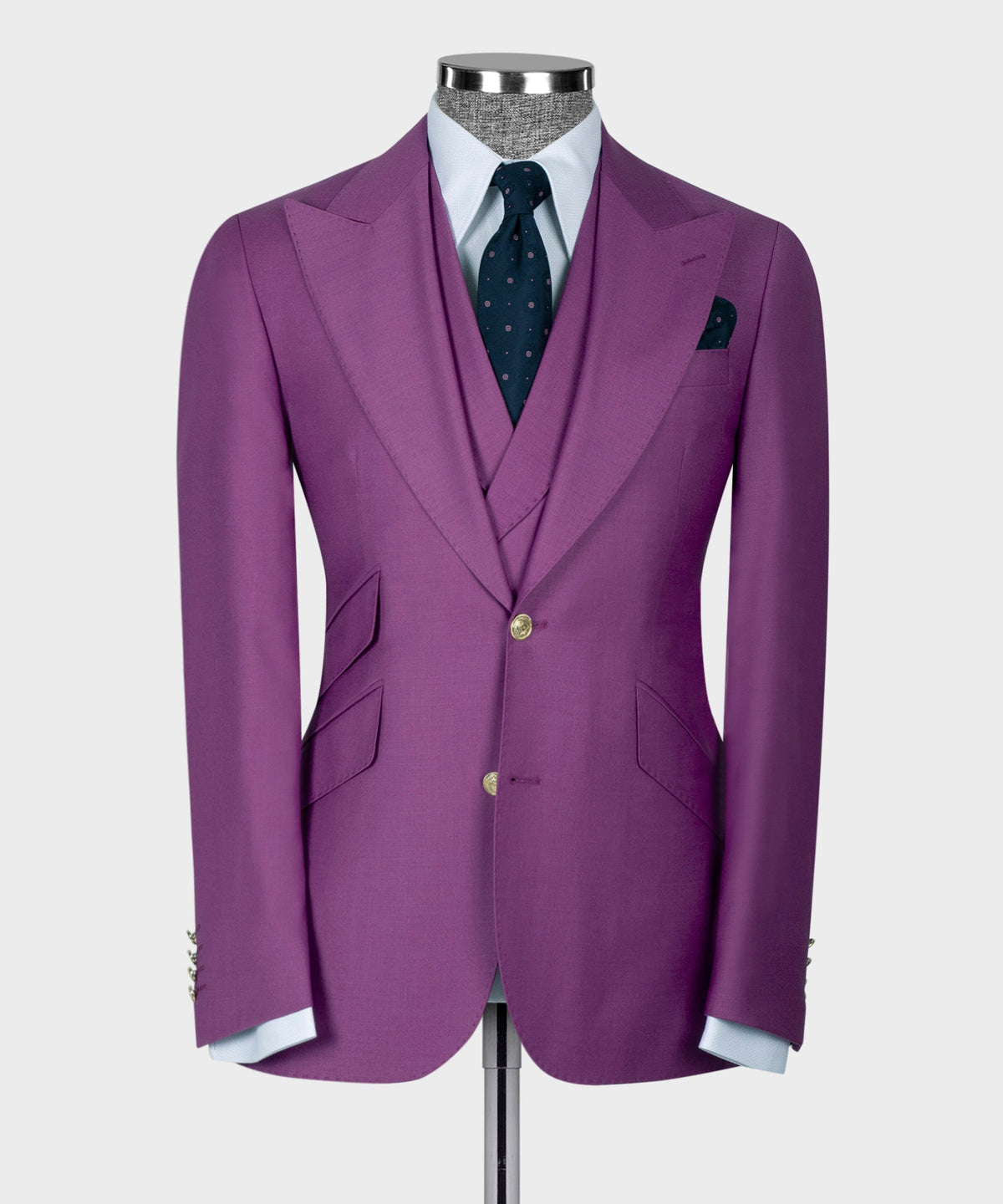 Fuchsia Golden Button Business Classic Suit