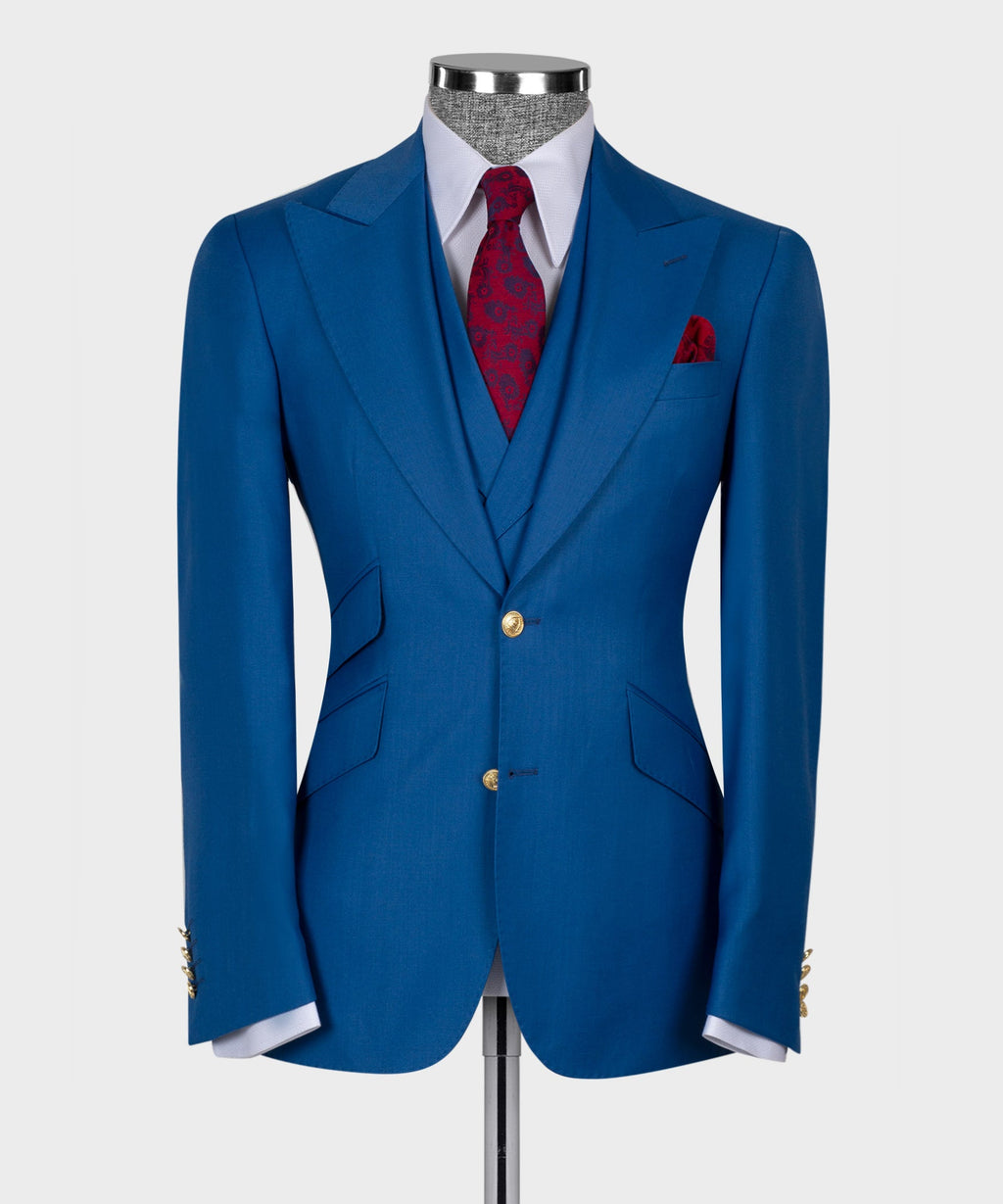 Blue Golden Button Business Classic Suit