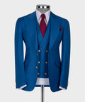 Blue Golden Button Business Classic Suit
