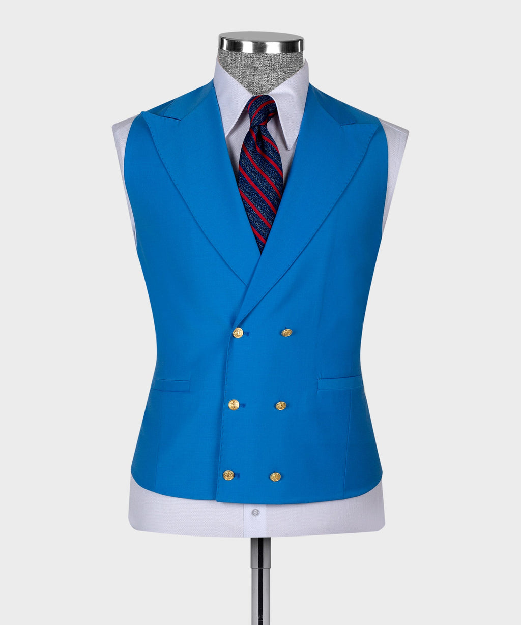 Light Blue Golden Button Business Classic Suit
