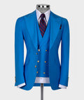 Light Blue Golden Button Business Classic Suit
