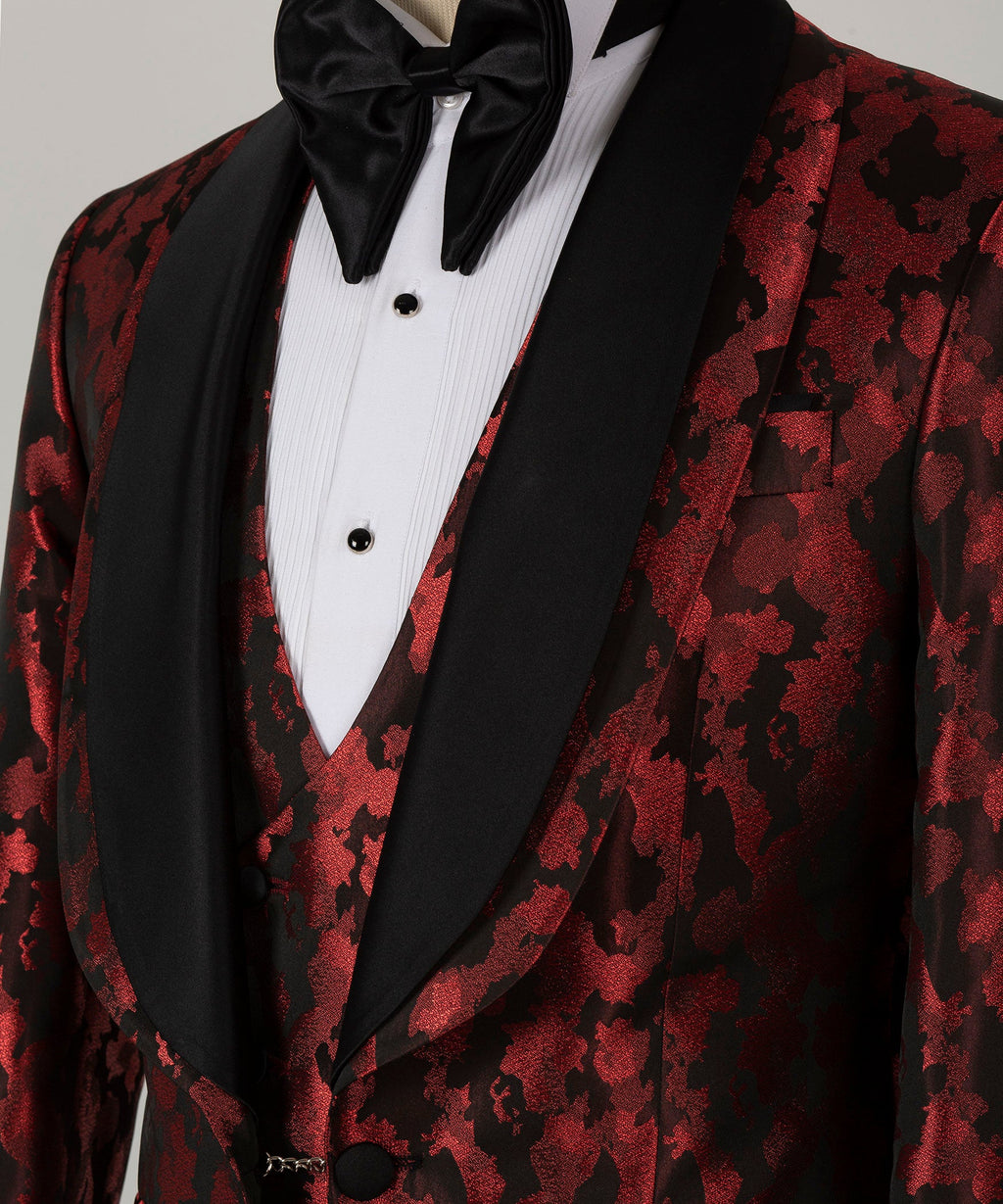 Black Double Lapel Red Tuxedo