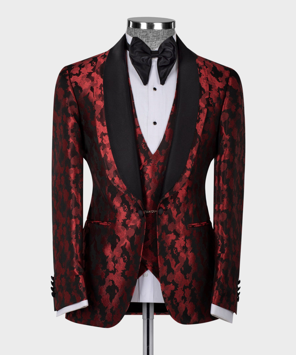 Black Double Lapel Red Tuxedo