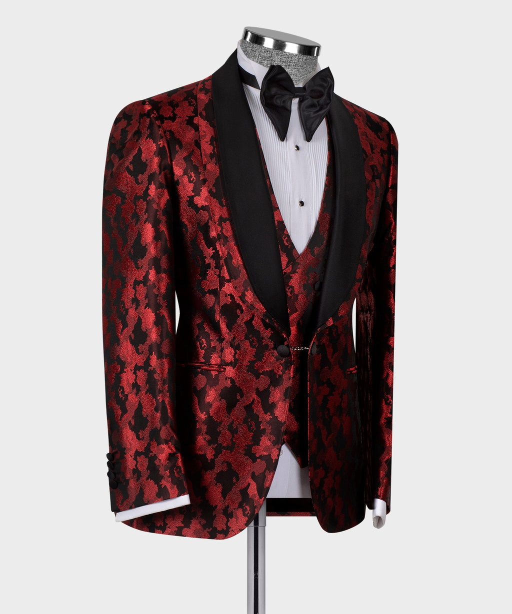 Black Double Lapel Red Tuxedo