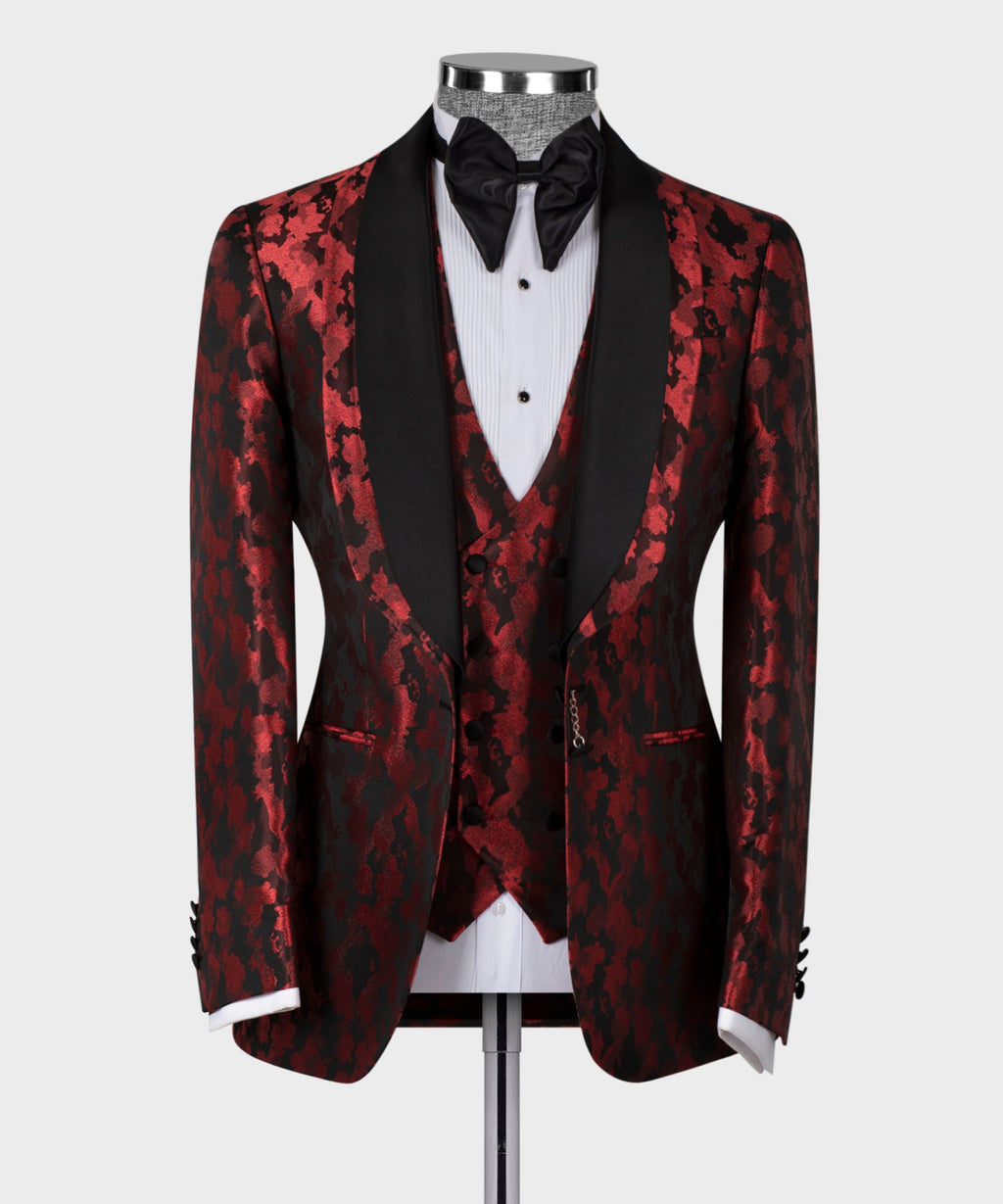 Black Double Lapel Red Tuxedo