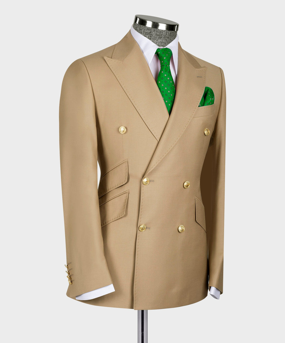 Gold Six Button Camel Double-Breasted Suit