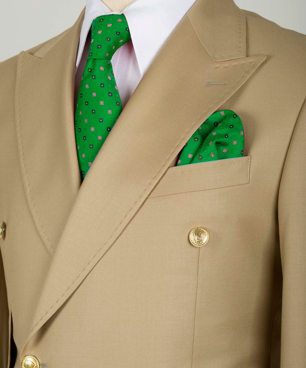 Gold Six Button Camel Double-Breasted Suit