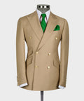 Gold Six Button Camel Double-Breasted Suit