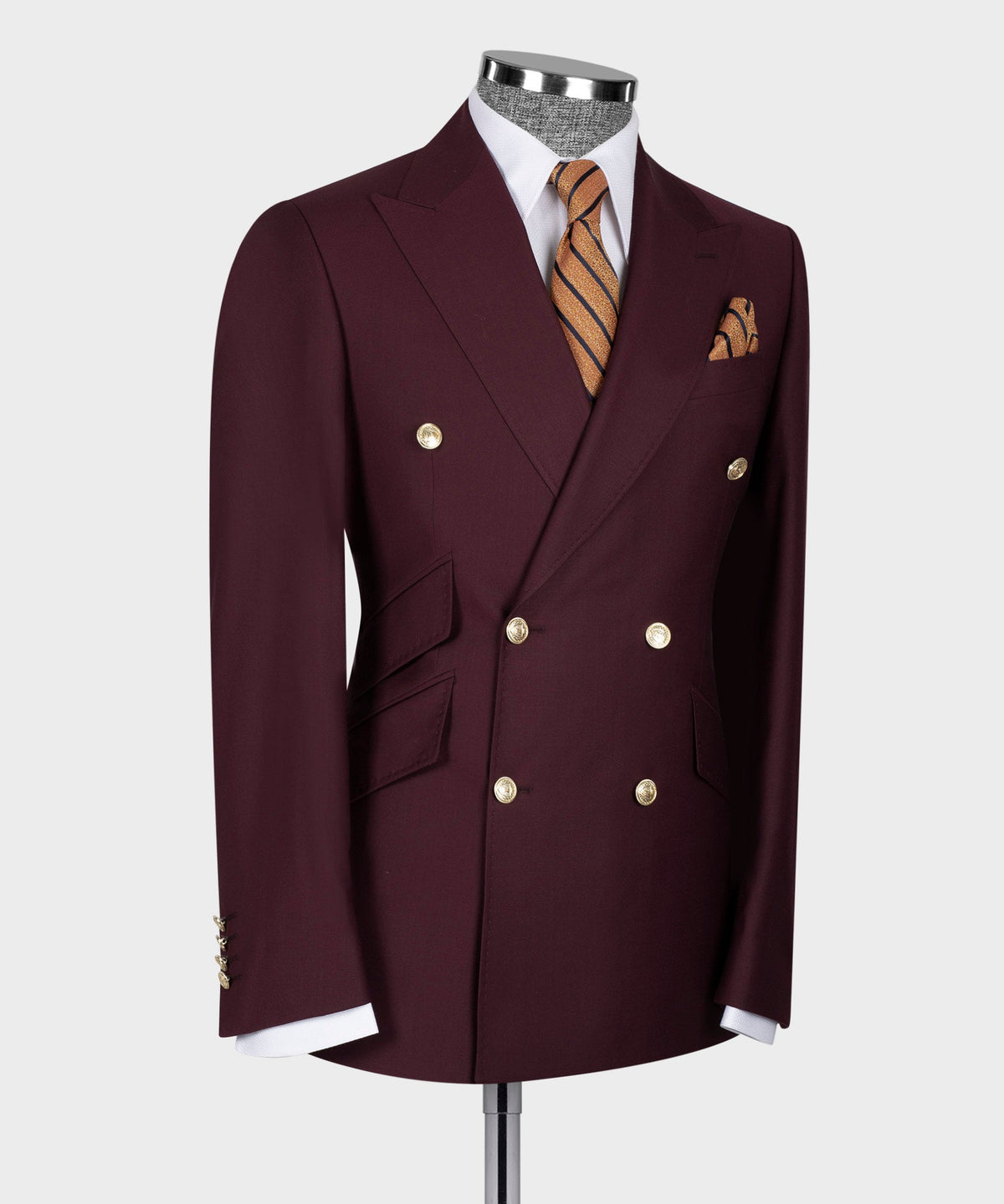 Burgundy Double-Breasted Suit - Style 03