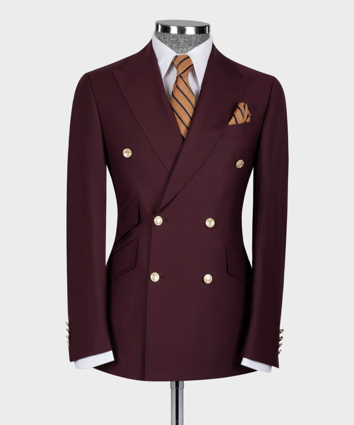 Burgundy Double-Breasted Suit - Style 03
