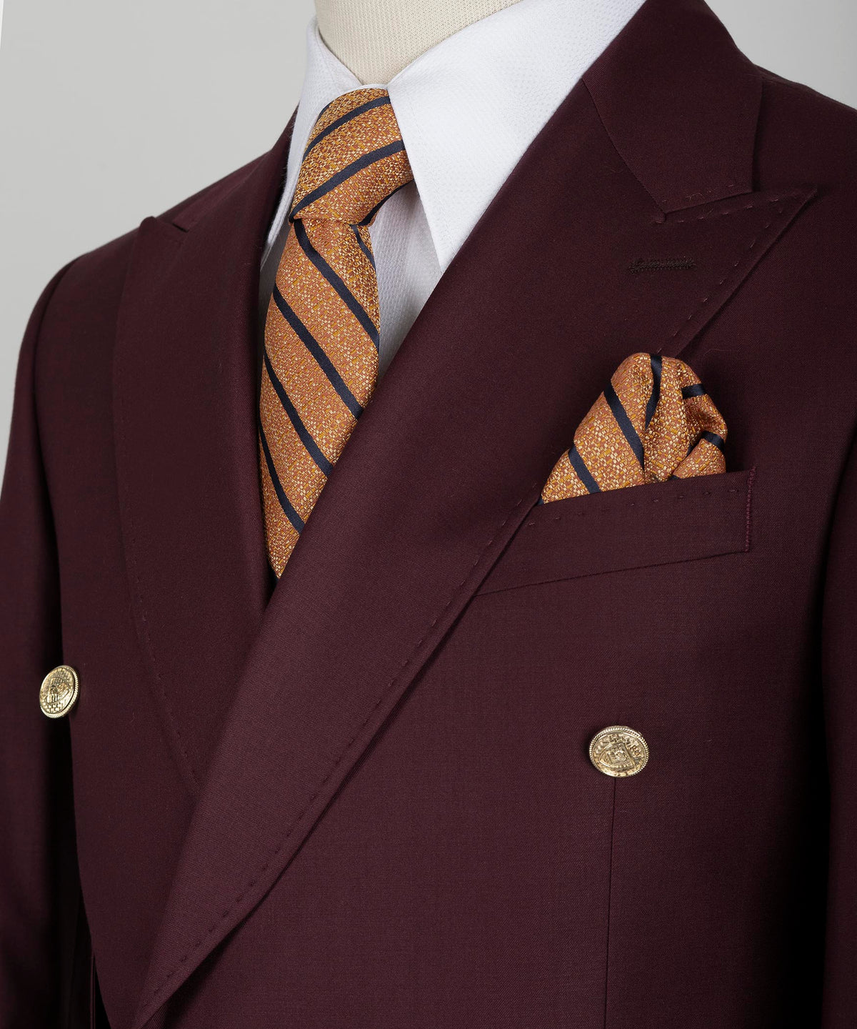 Burgundy Double-Breasted Suit - Style 03