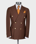 Gold Six Button Brown Double-Breasted Suit