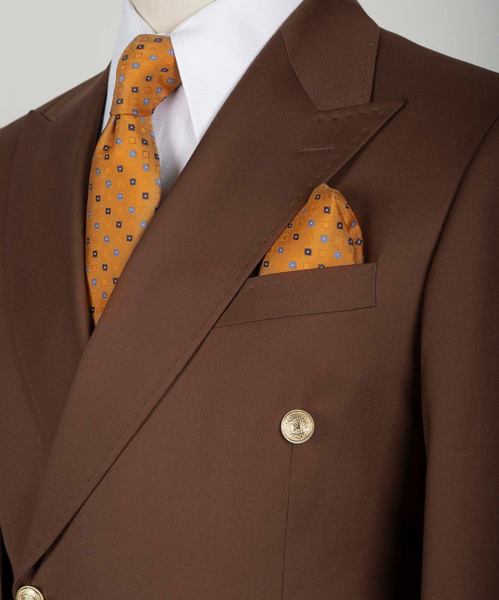Gold Six Button Brown Double-Breasted Suit