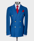 Gold Six Button Blue Double-Breasted Suit