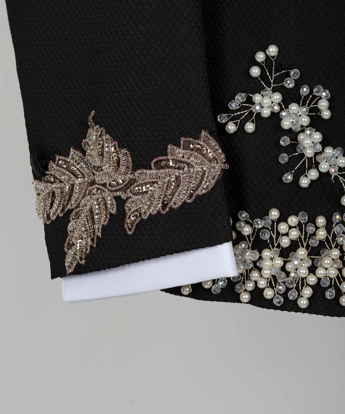 Black Crystal Stone-Embellished Statement Tuxedo