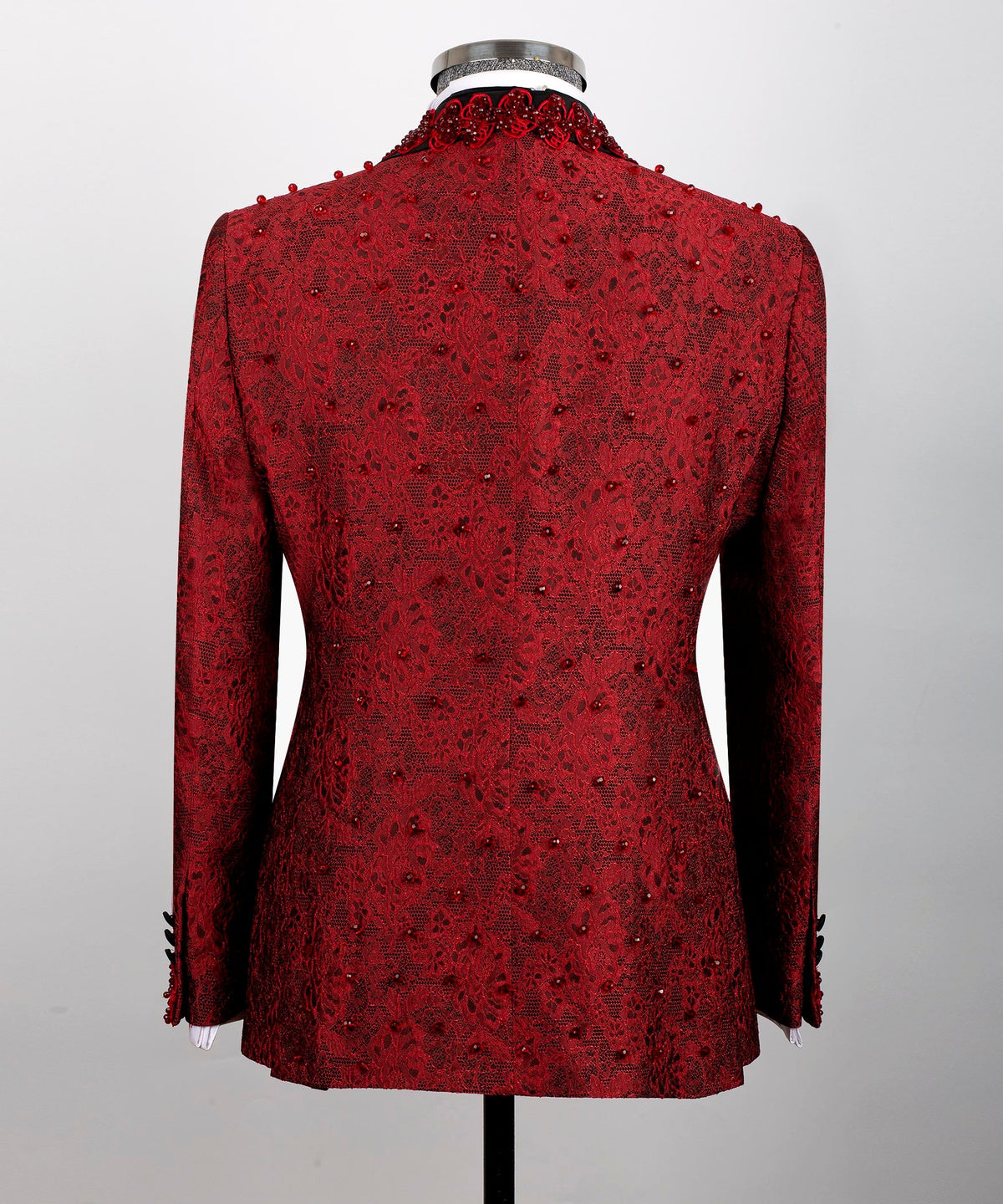 Red Stone-Embellished Tuxedo - Style 03