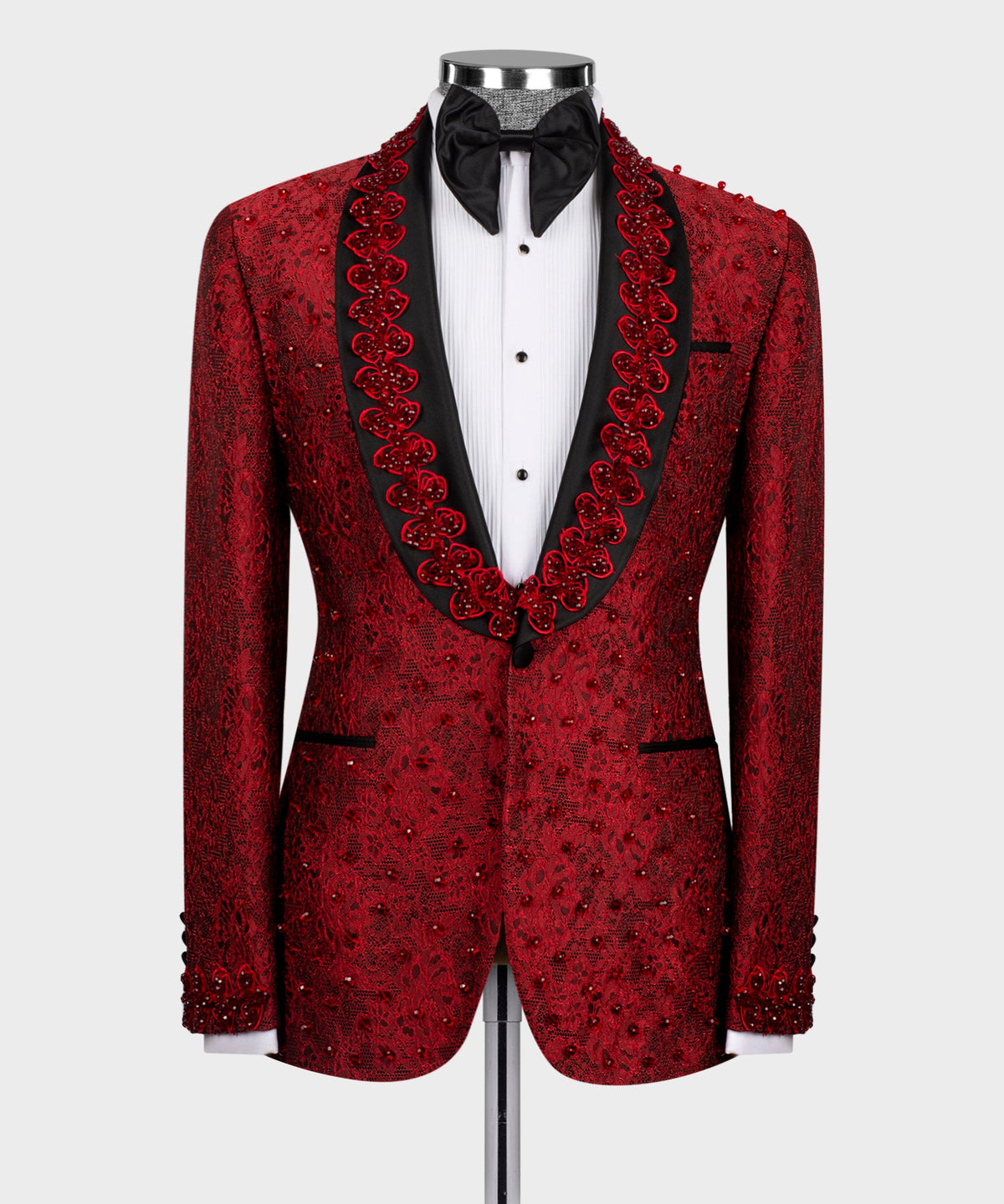 Red Stone-Embellished Tuxedo - Style 03