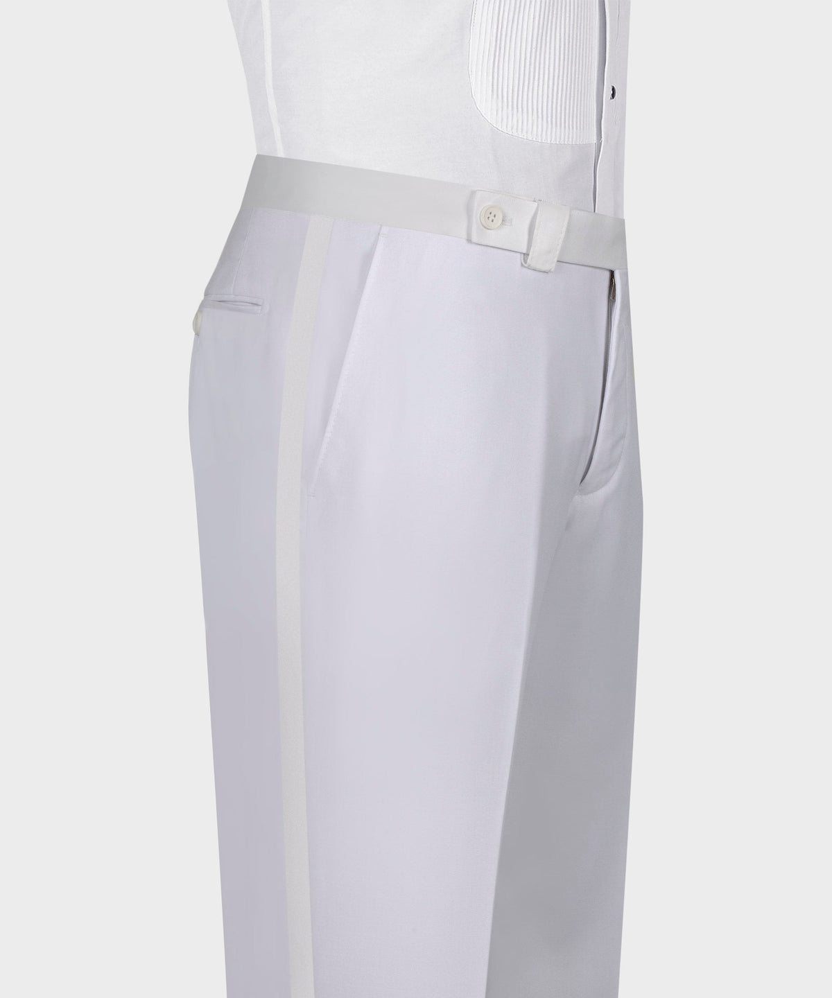 Gold Gemstone-Embellished White Statement Tuxedo