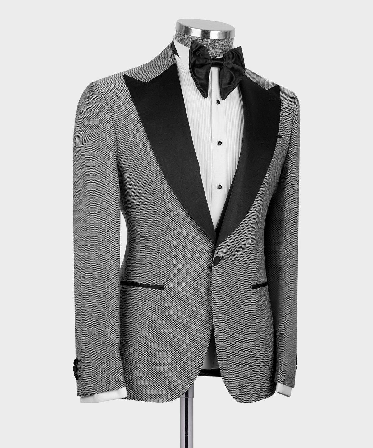Black Satin-Lapel Gray Tuxedo