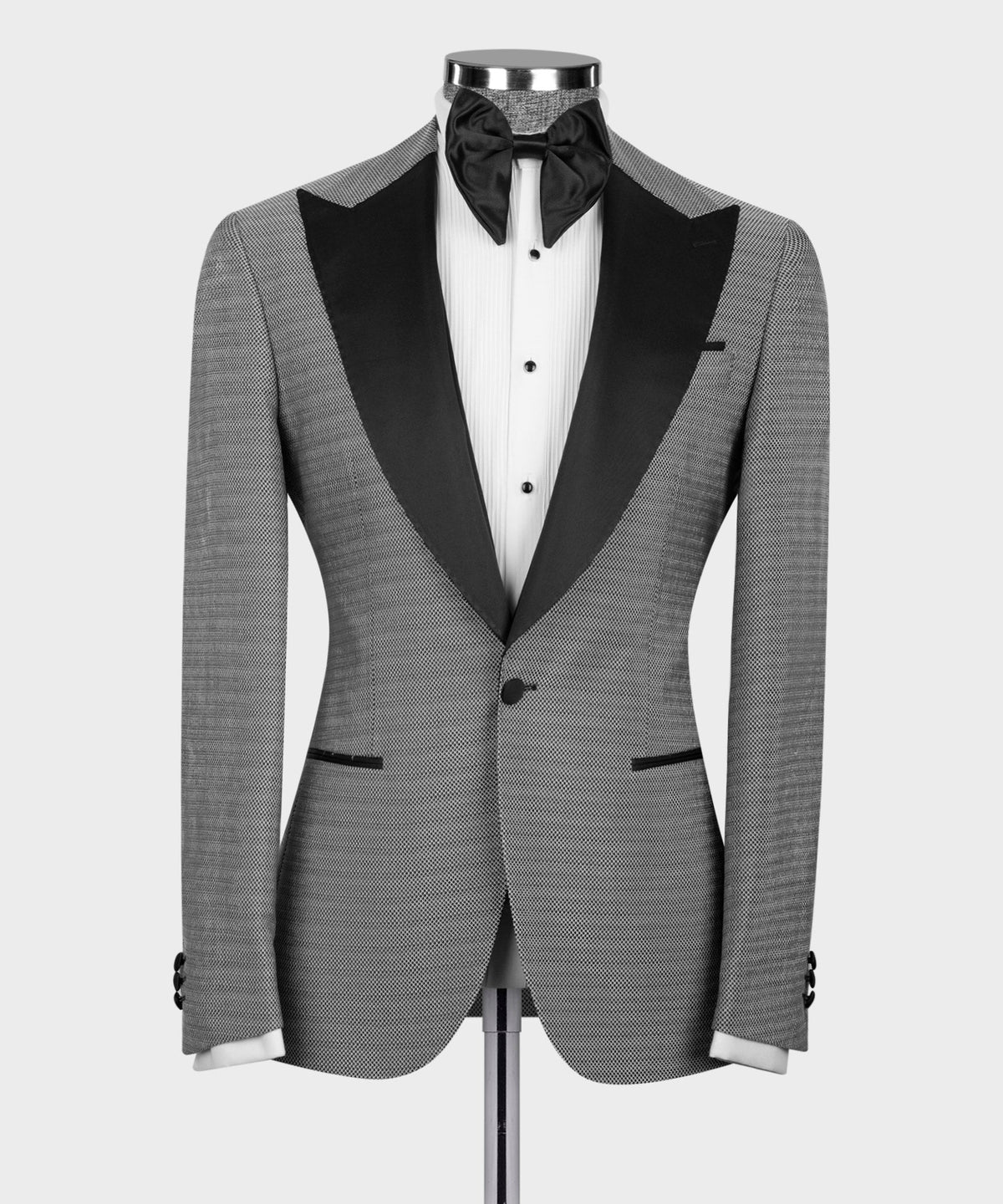 Black Satin-Lapel Gray Tuxedo