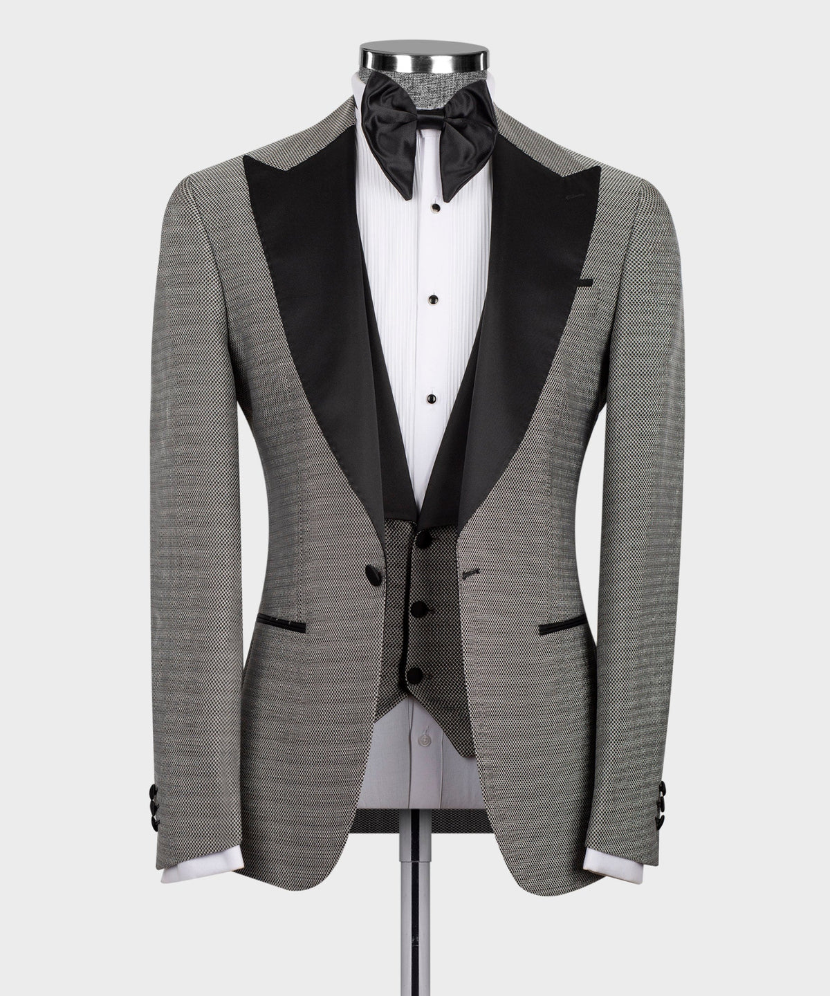 Black Satin-Lapel Gray Tuxedo