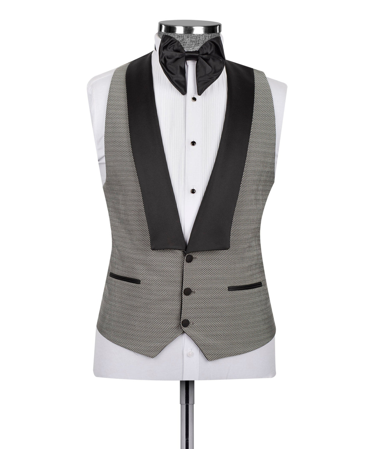 Black Satin-Lapel Gray Tuxedo