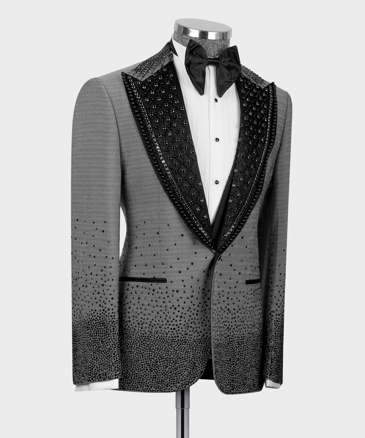 Crystal-Embellished Gray Tuxedo