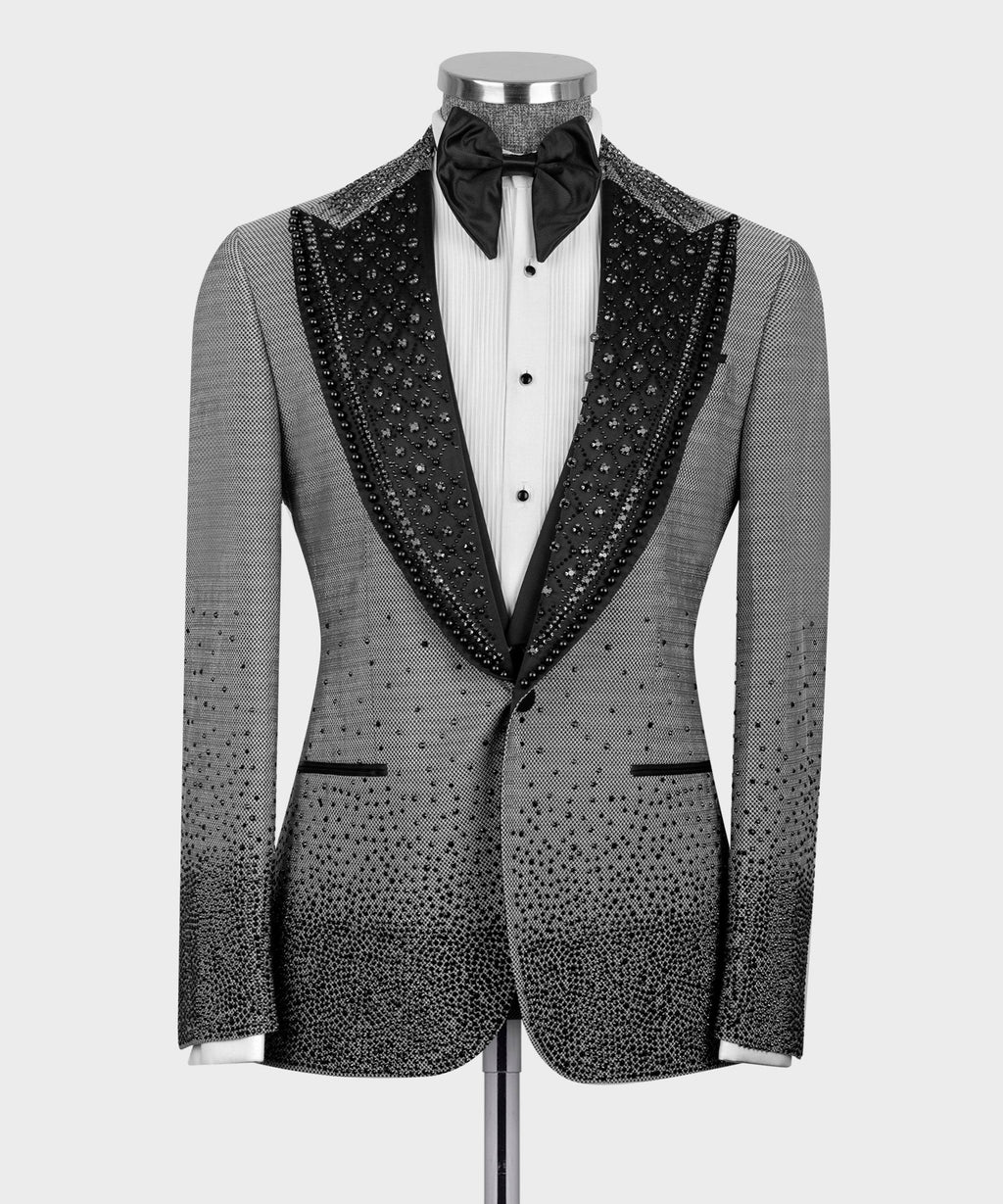 Crystal-Embellished Gray Tuxedo